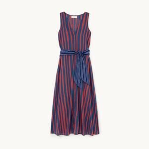 Natalie Martin Striped Cotton Midi Dress with Tie Belt
